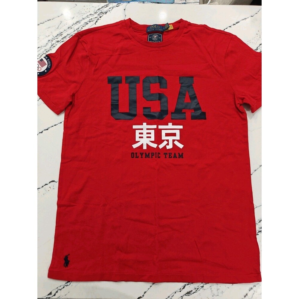 Polo Ralph Lauren Team USA Olympic Graphic T-shirt Men Medium Red Short Sleeve